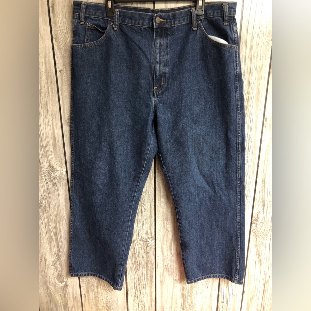 Dickies Blue Jeans Mens 40X29 Regular Fit Dark Blue Denim Zip Up 5 Pocket Logo